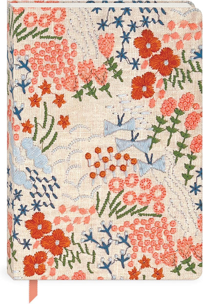 Lady Jayne Embroidered Canvas Hardcover Journal with 192 Lined Pages, 6” x 8.5” – Flower Market Poppy (83289)