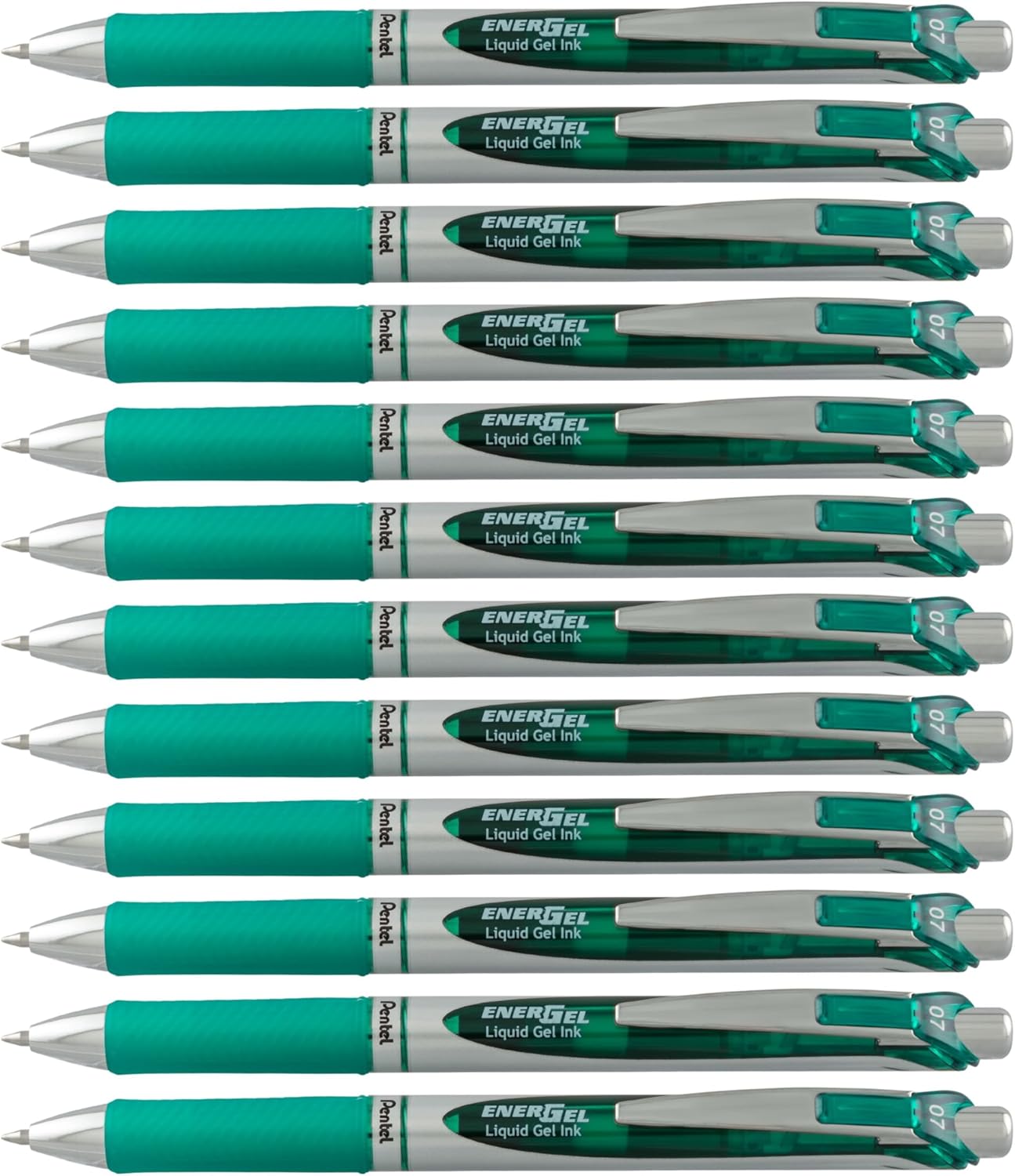 Pentel EnerGel RTX Retractable Liquid Gel Pen, (0.7mm) Medium Line, Metal Tip, Black Ink, Box of 12 (BL77-A)