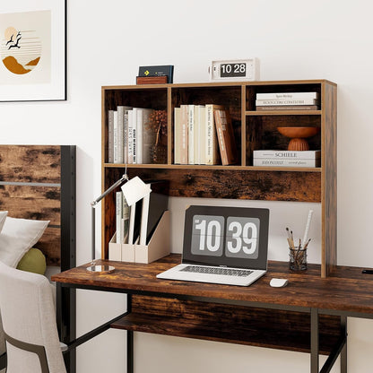 Tangkula Desktop Bookshelf, Countertop Storage Hutch with 5 Shelves for Computer Desk, Desk 3-Tier Display Rack, Multipurpose Wood Desktop Hutch Storage Organizer for Dorm Office Home