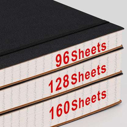 AHGXG Graph Paper Notebook - Grid Paper Notebook Large A4 8.5''×11'', 320 Pages Thick Journal, 100gsm Thick Graph Paper, Leather Softcover, Inner Pocket - Black