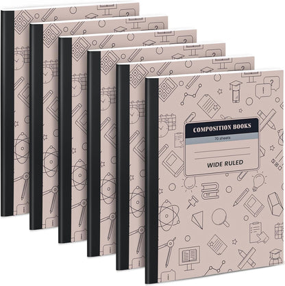 Oucaru Composition Notebook 50 Pack Bulk College Ruled, Brown Cover Notebooks for School, 70 Sheets 7-1/2"x9-3/4, Back to School Supplies Journal for K-12 Students
