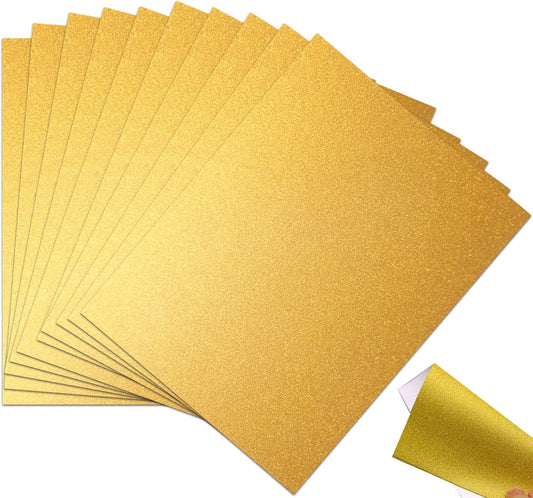 10 Sheets Gold Glitter Cardstock 250GSM/92lb No Shedding Sparkle Paper for DIY Crafts, Invitations & Cricut Cutting | Printer-Friendly A4 Size (7.87x11.8) for Scrapbooking & Gift Boxes