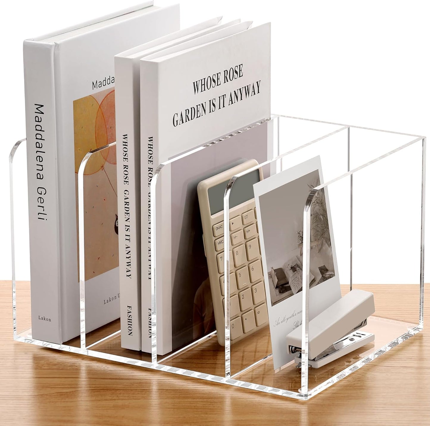 SANRUI 2-Pack Acrylic Magazine File Holder Desk Organizer Magazine Rack, Clear, Vertical File Sorter Holders, 9.45" D x 3.54" W x 10.24" H