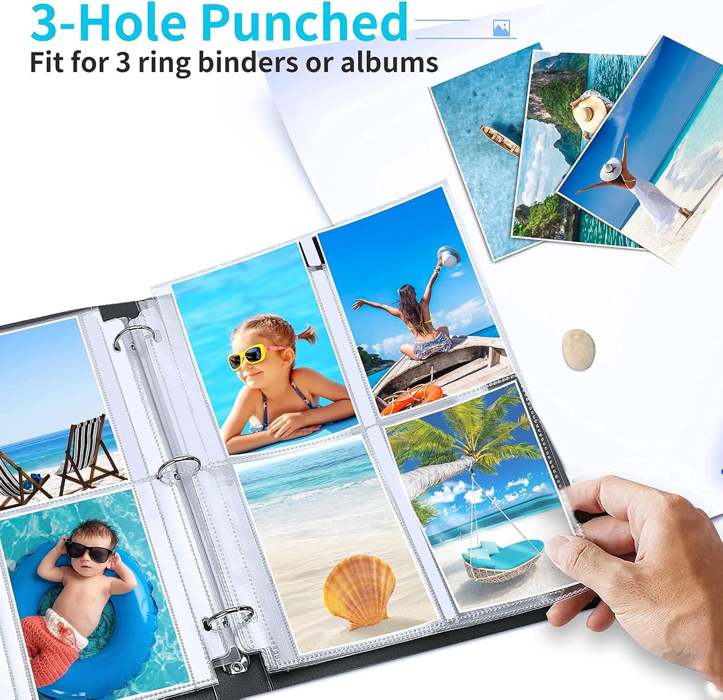 Fabmaker 30 Pack Photo Sleeves for 3 Ring Binder - (4x6, for 180 Photos), Archival Page Protectors, Clear Plastic Refill Pages, Postcard Sleeves, Acid-Free