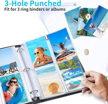 Fabmaker 30 Pack Photo Sleeves for 3 Ring Binder - (4x6, for 180 Photos), Archival Page Protectors, Clear Plastic Refill Pages, Postcard Sleeves, Acid-Free