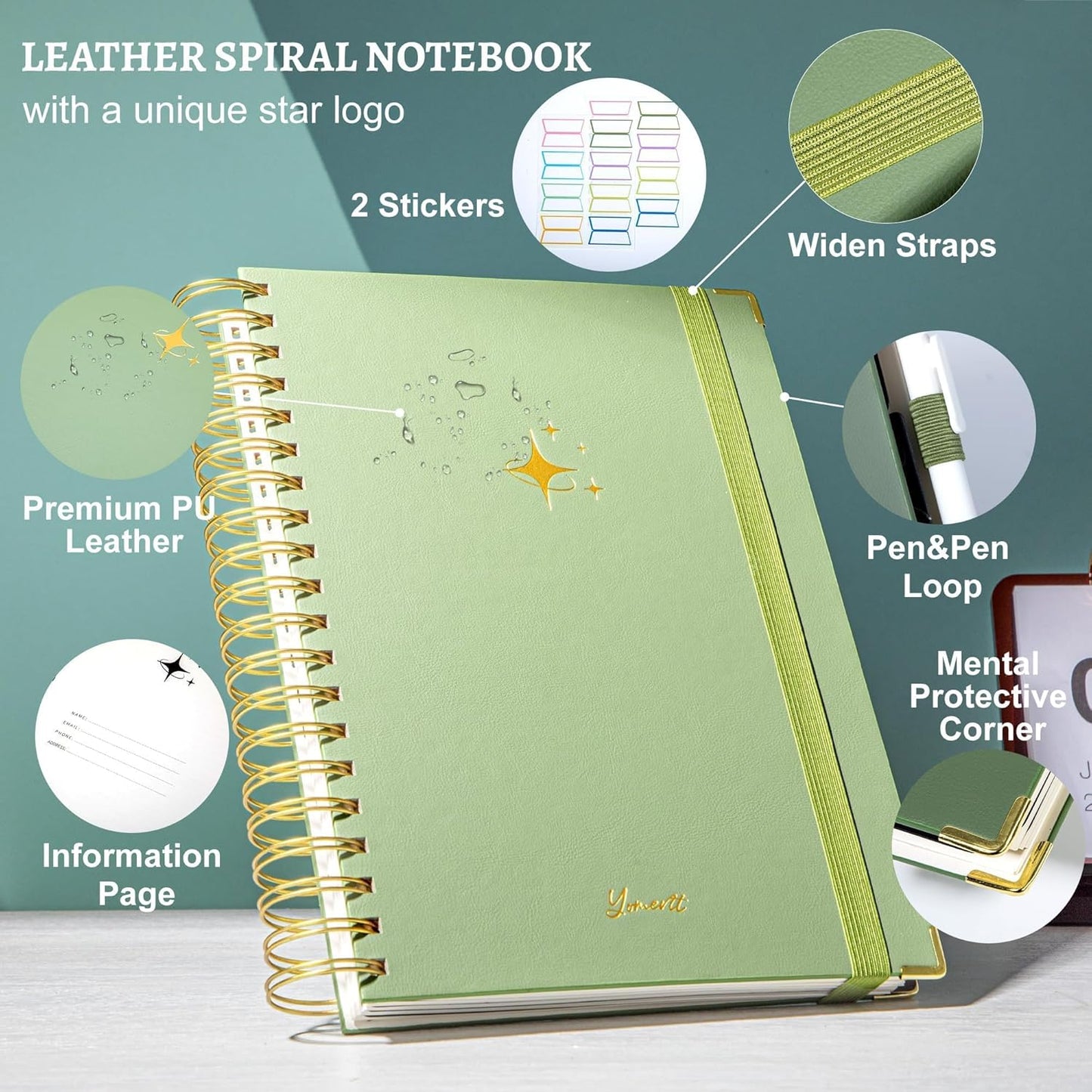 Hardcover Spiral Notebook with Tabs 8"x10" Large Spiral Lined Journals for Women with Dividers 240 Pages College Ruled Composition Notebook 5 Subject Notebook for Work, Back to School, Gifts, Purple
