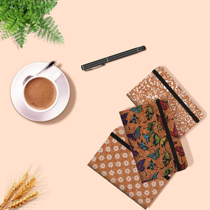 BOBO RABBIT 3 Pack Pocket Journal Notebooks Small Mini Notebook for Note Taking Little Compact A6 Size Hardcover Cork Notepads for School Office Traveler Diary, 3.7"x5.7", Total 600 Pages