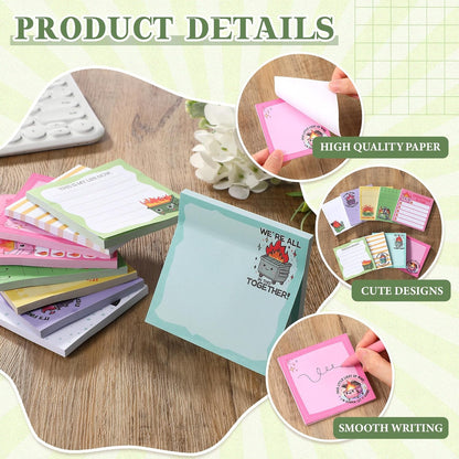 9 Pads Wildflower Sticky Notes 3x3 Inch Cute Self Stick Notepads Notes Adhesive Memo Pad Office Decor Gifts for Students School Teacher Meeting Office Supplies