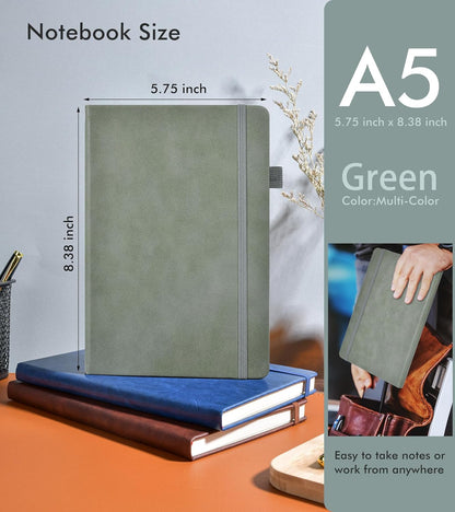 Lined Journal Notebook for Men Women, 200 Numbered Pages Leather Hardcover Journal with Pen, A5 Journaling Notebooks, Thick Paper College Ruled Journals for Writing Work Business 5.75'' X 8.38'' Black