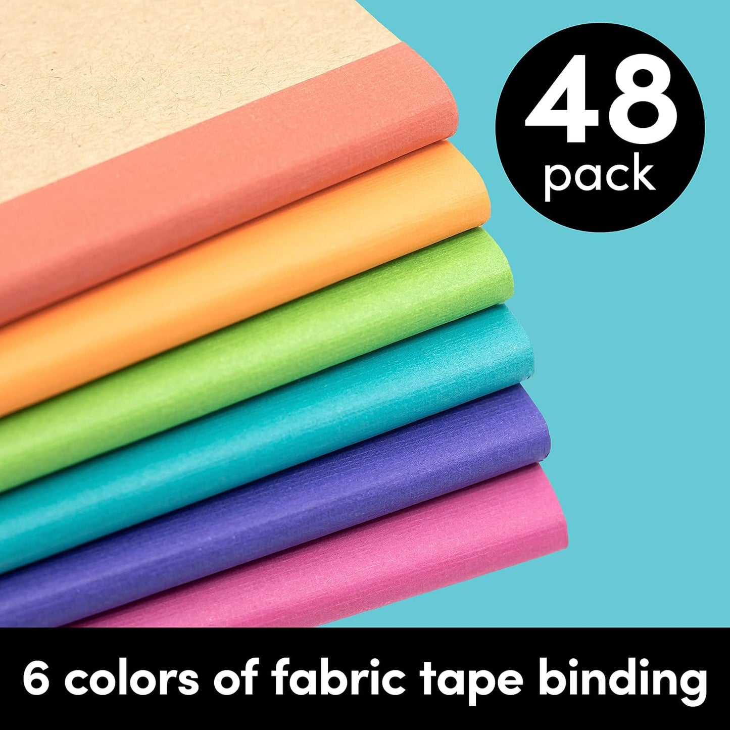 PAPERAGE 6-Pack Composition Notebook Journals, 120 Pages, Kraft Cover with Jewel Tone Spines, College Ruled Lined Paper, Small Size (8 in x 5.75 in) – for Home, Office or School Supplies