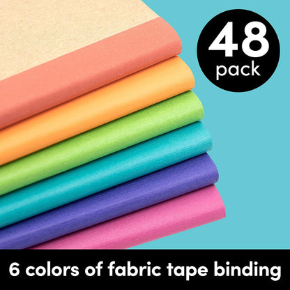 PAPERAGE 6-Pack Composition Notebook Journals, 120 Pages, Kraft Cover with Jewel Tone Spines, College Ruled Lined Paper, Small Size (8 in x 5.75 in) – for Home, Office or School Supplies