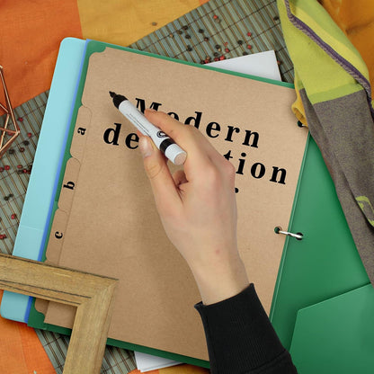 3 Ring Binder Dividers with 5-Tabs for Letter Size, 1/5 Cut, 3-Hole Punched, Blank Kraft Paper Index Dividers 8.5” x 11” for Extra Durable for College, Adults