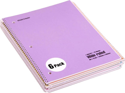 Mintra Office Spiral Notebooks, Wirebound, Journals for School, Work, Business, Aesthetic Stationery, Writing Pads, Teacher & Student Supplies (6, Pastel, College)