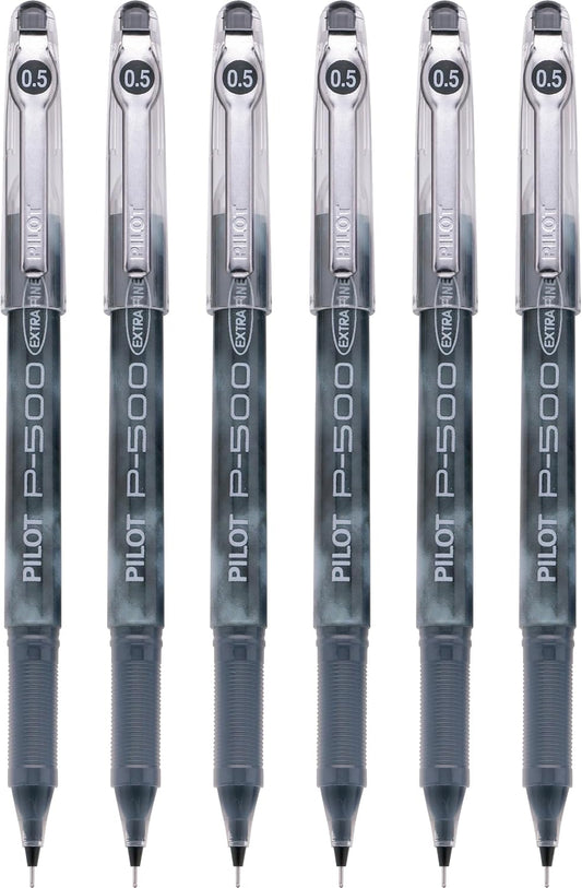 Pilot Precise P-500 Gel Ink Rolling Ball Pens, Extra Fine Point, Black Ink, 6 Pens