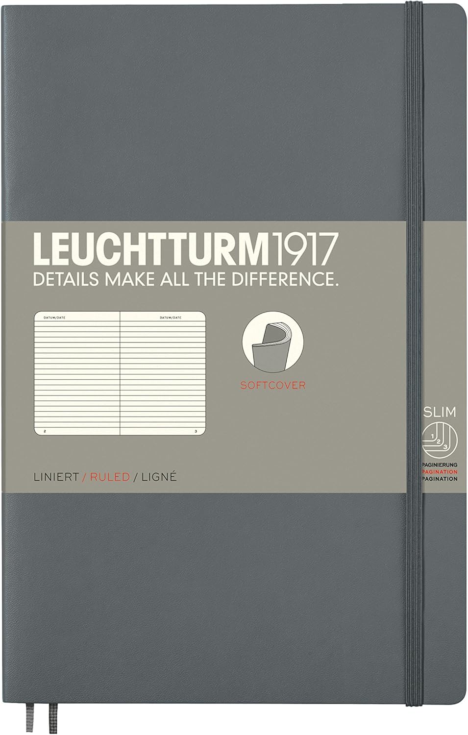 LEUCHTTURM1917 - Notebook Softcover Paperback B6+ - 123 Numbered Pages for Writing and Journaling (Ruled, Rising Sun)