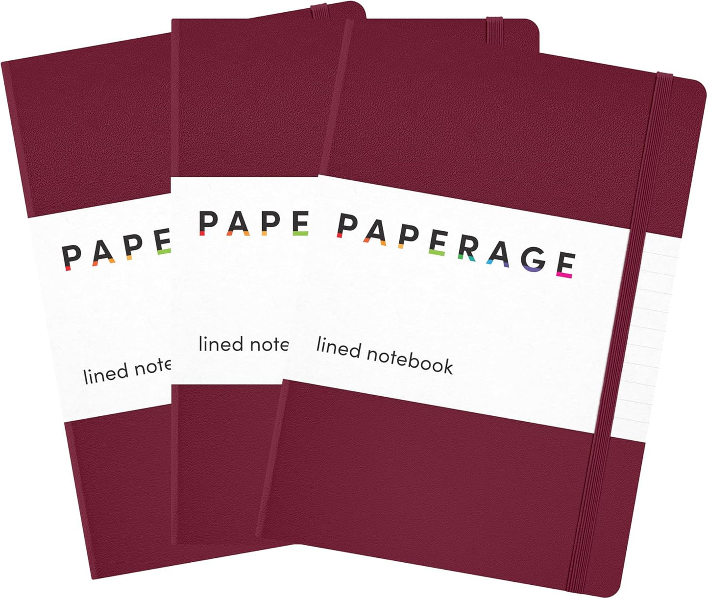 PAPERAGE Lined Journal Notebook, (Black), 160 Pages, Medium 5.6 in x 8 in - 100 GSM Thick Paper – Hardcover Journaling Notebook for Work, School & Note Taking
