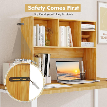 Tangkula Desktop Bookshelf, Countertop Storage Hutch with 5 Shelves for Computer Desk, Desk 3-Tier Display Rack, Multipurpose Wood Desktop Hutch Storage Organizer for Dorm Office Home
