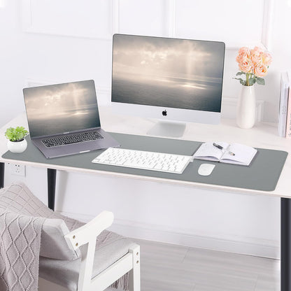 Large Desk Mat 47.2" x 17" Leather Desk Pad Protector with Natural Cork & PU Leather, Non-Slip Office Desk Mat, Large Mouse Pad, Waterproof Desk Blotter pad for Office&Home(Black)