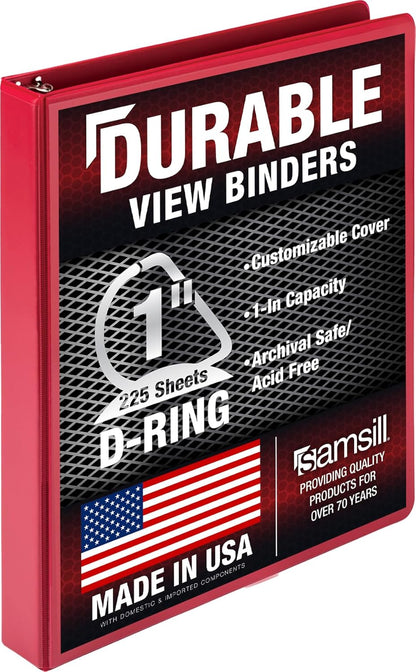 Samsill Durable 4 inch 3 Ring Binder, D Ring Binder, 100% Recycled Chipboard, Black, 2 Pack