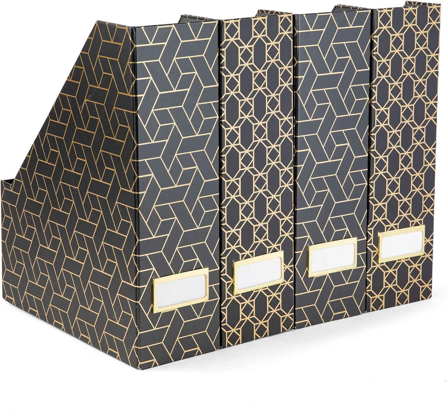 BLU MONACO | Cardboard Magazine File Holder Set of 4 | Vertical Magazine File Holder for Desk and Shelves | Standing File Holder for Classroom School Paper Storage