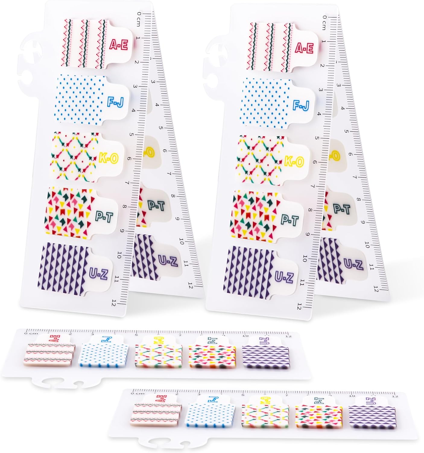 Golcellia Sticky Tabs for Notebooks 600 Pcs 5-Pattern Page Markers with Letter Index Flags, Book Tabs for Binders Bible Study Office School Supplies
