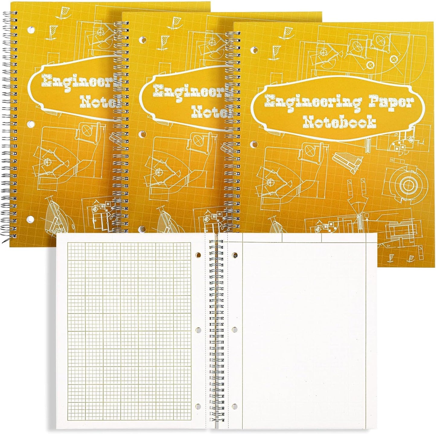 Colarr Engineering Computation Pad 8.5" x 11" Engineering Wirebound Spiral Notebook Grid Pad 5 Squares Per Inch Graph Paper for Drafting Drawing Blueprint Sketching(Blue,4 Pads)