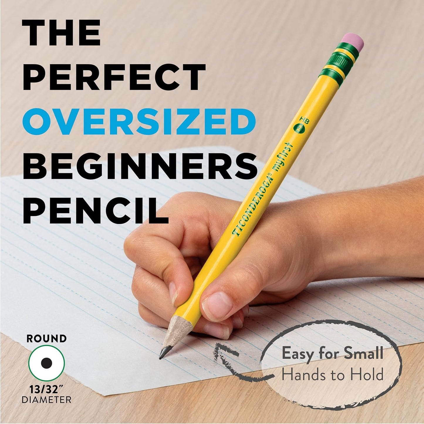 Ticonderoga My First Wood-Cased Pencils, Pre-Sharpened, 2 HB, Yellow, 12 Count