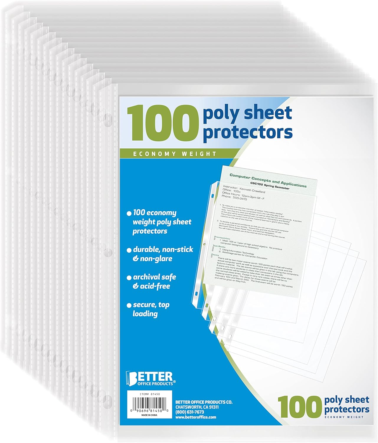 Better Office Products Sheet Protectors, 200 Piece