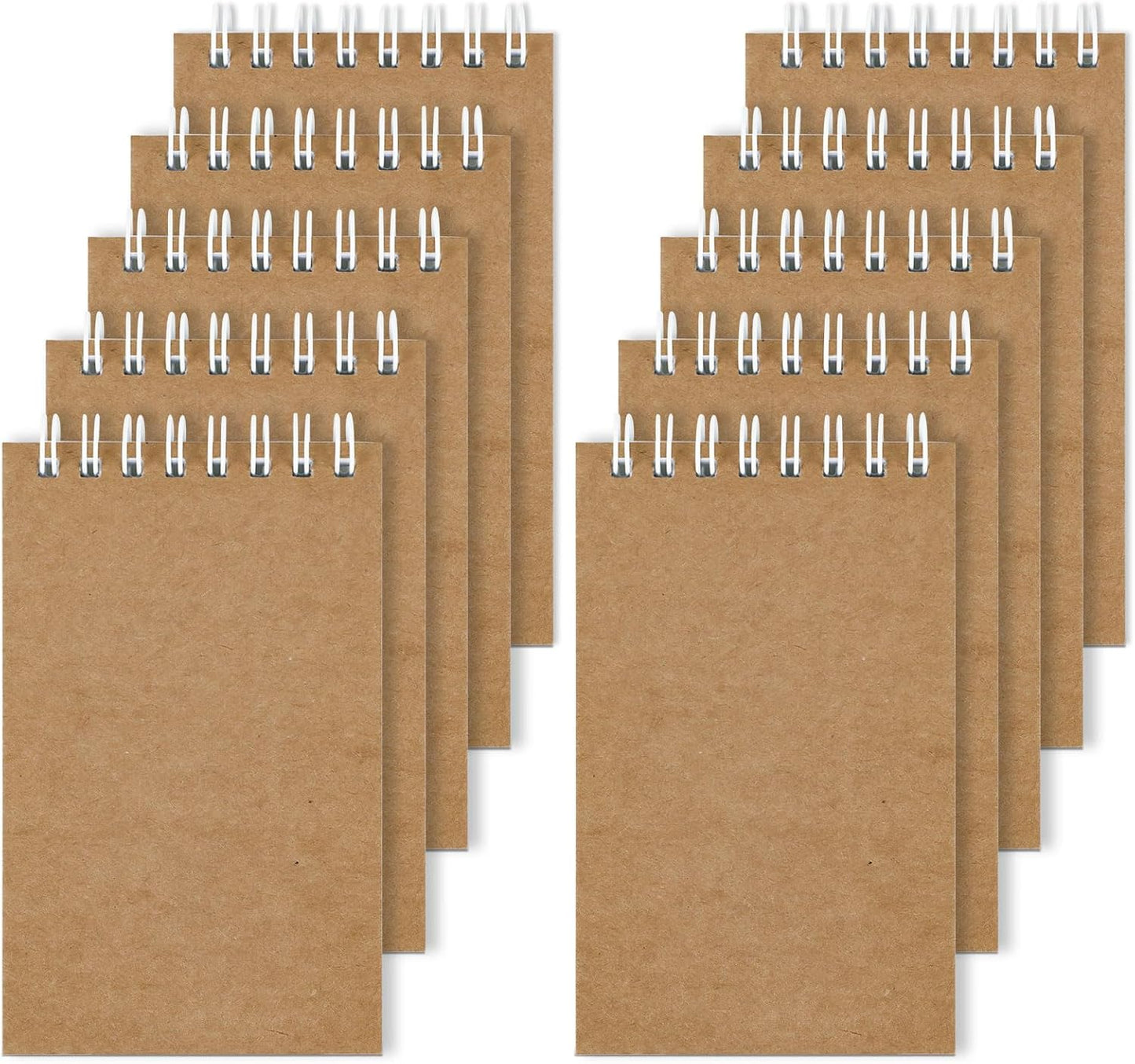 Hxezoc 10 Pack Small Pocket Notebooks, 3 x 5 Inches Mini Kraft Spiral Pocket Notebook with Lined Pages Memo Pads for Kids Home Office School Classroom Decoration Supplies