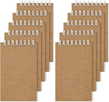 Hxezoc 10 Pack Small Pocket Notebooks, 3 x 5 Inches Mini Kraft Spiral Pocket Notebook with Lined Pages Memo Pads for Kids Home Office School Classroom Decoration Supplies