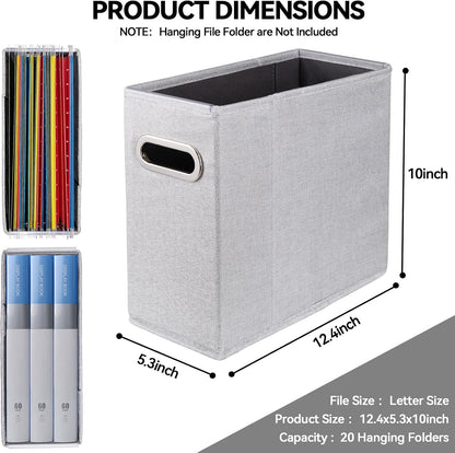 4 Packs Letter Size File Organizer, File Folders Organizer, Fabric Storage Box, Collapsible Paper Organizer with Metal Handle, Smooth PVC Rails, Only Box (Beige)