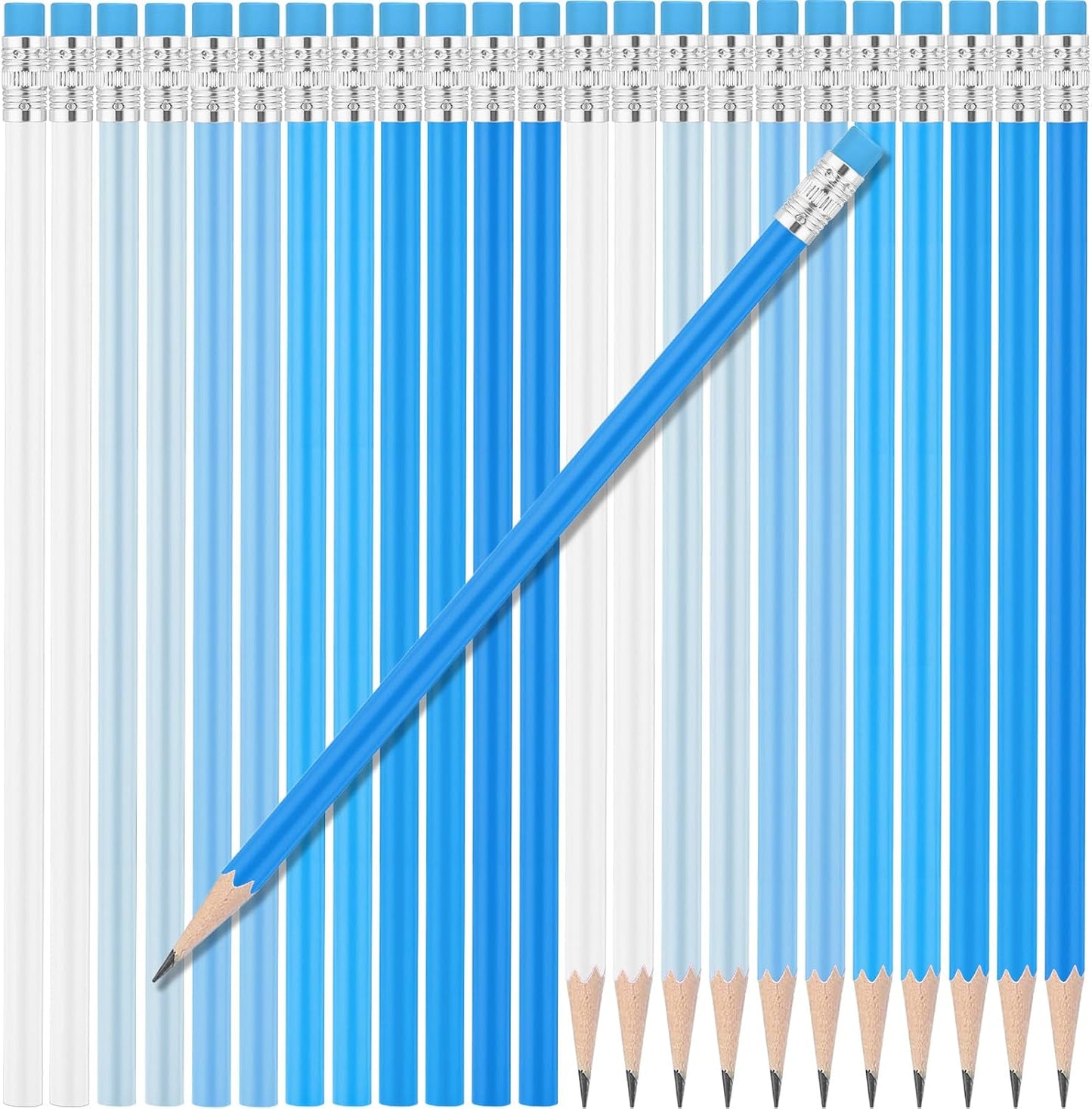 24 Pcs Round Pencils with Eraser 2 HB Cute Pencils Bulk for School Graphite Wood Color Unsharpened Pencil for Drawing Sketching Wedding School Teacher Supplies Student Reward