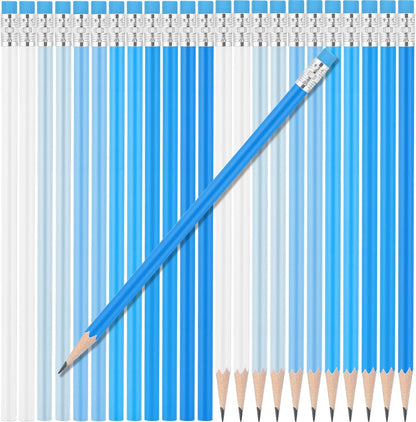 24 Pcs Round Pencils with Eraser 2 HB Cute Pencils Bulk for School Graphite Wood Color Unsharpened Pencil for Drawing Sketching Wedding School Teacher Supplies Student Reward