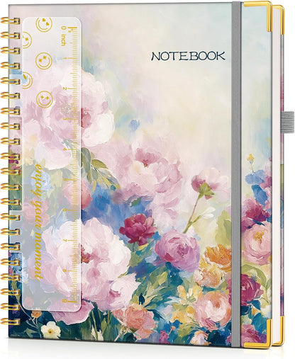 Hardcover Spiral Notebook Journal 8.5” x 11”, A4 Large Leather Notebooks for Women Men, Lined College Ruled Notebook, 50 Sheets/100 Pages, Spiral Bound Journals for Work School Note Taking, Green