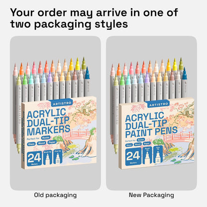 ARTISTRO 36 Acrylic Paint Markers - Paint Pens for Drawing, Brush + Fine Tips - For Fabric, Rock, Glass, Wood, DIY - Art & Craft Supplies for Adults, Teens, Kids - Teacher Appreciation Gift