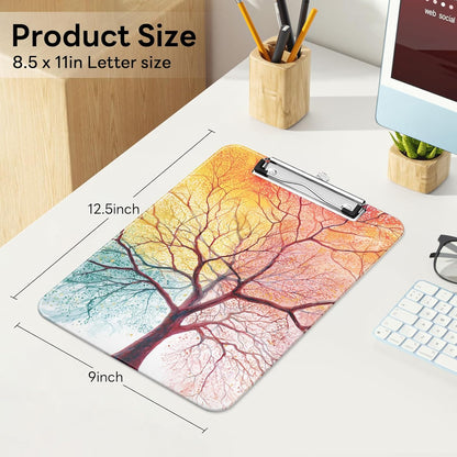 Plastic Cute Clipboard Low-Profile Metal Clip, A4 Letter Size 9 x 12.5 in, 8.5 x 11 Paper Clip Board for Teachers, Nurses, Classroom,Cute Black Cats