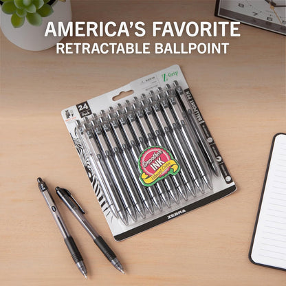 Zebra Pen Z-Grip Retractable Ballpoint Pen, Smooth-Flowing Black Ink, 1.0mm Medium Point, School & Office Supplies, Ideal for Note-Taking, Journal and Planner Use, 18-Pack (22218)