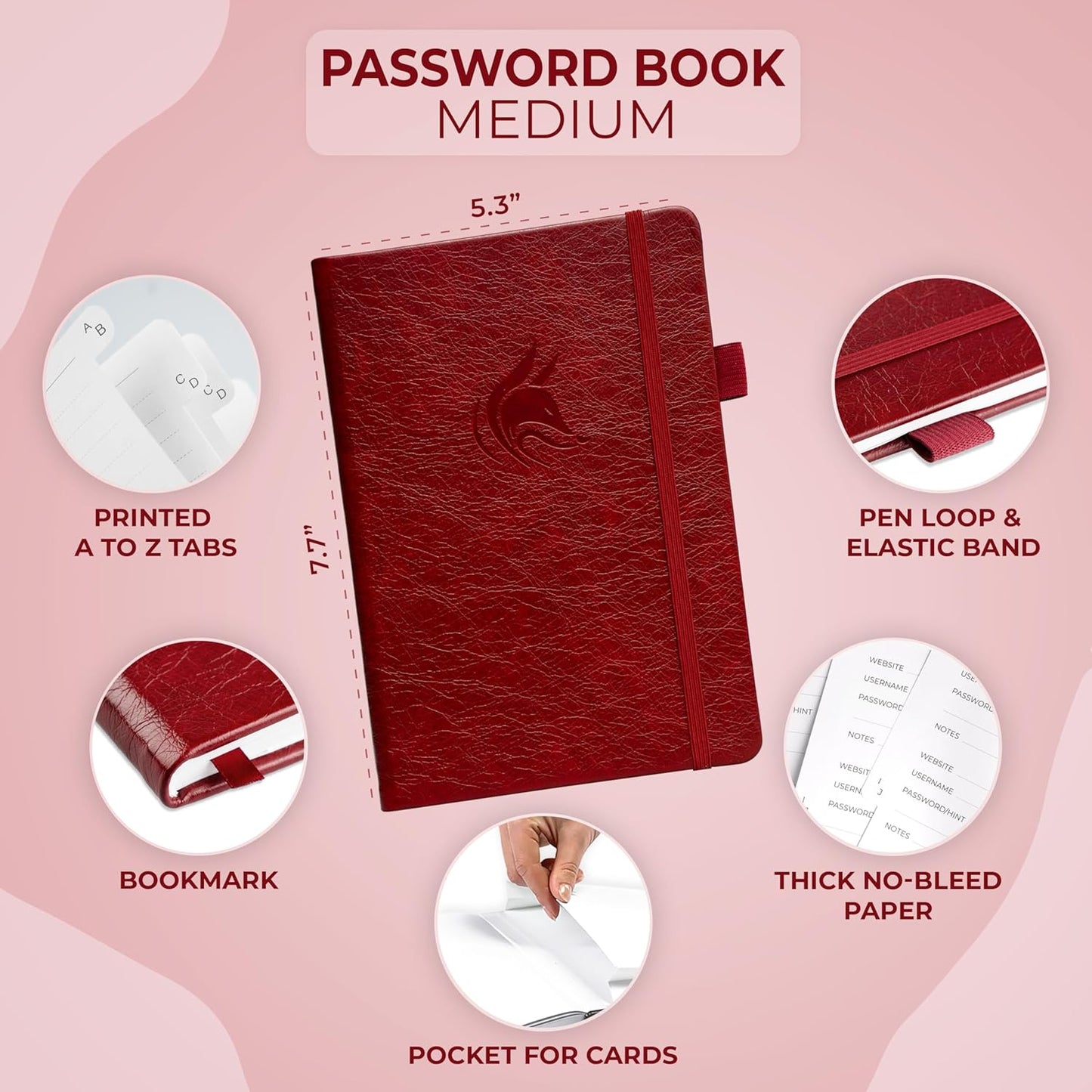 Clever Fox Password Book with alphabetical tabs. Internet Address Organizer Logbook. Small Pocket Password Keeper for Website Logins (Orange)