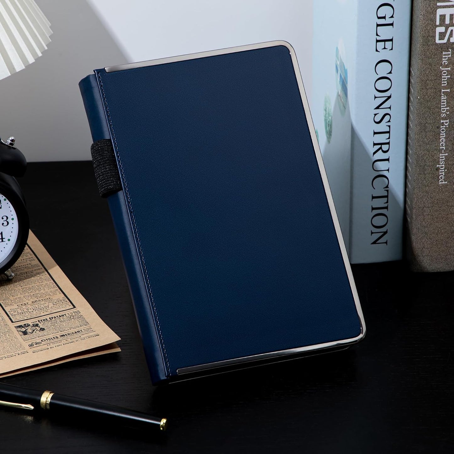 MINICAGIE Journal Notebook for Men Women Gifts Hardcover Leather Mens Journals for Writing 288 Pages 100 Gsm Paper Thick Journaling Notebooks for Work Diary, 5.7x8.3 In, Blue