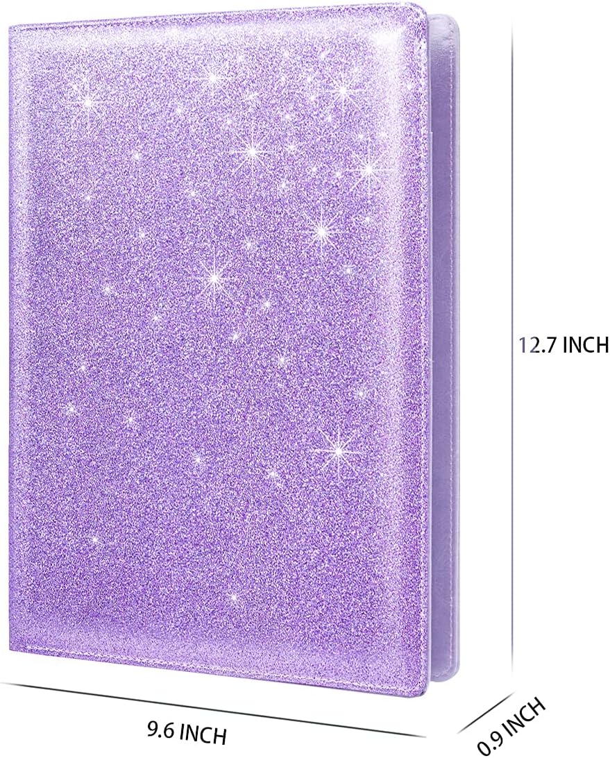 WAVEYU Resume Portfolio Folder, Padfolio Clipboard, Writing Portfolio Leather Clipboard with Cover for Legal Pad Holder Letter Size A4 for Business Conference Notepad Clip Boards, Purple