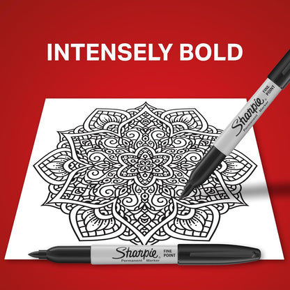 Sharpie Permanent Markers | Fine Point for Bold Details | BlackBlueRed and Green Ink Colours | 4 Marker Pens