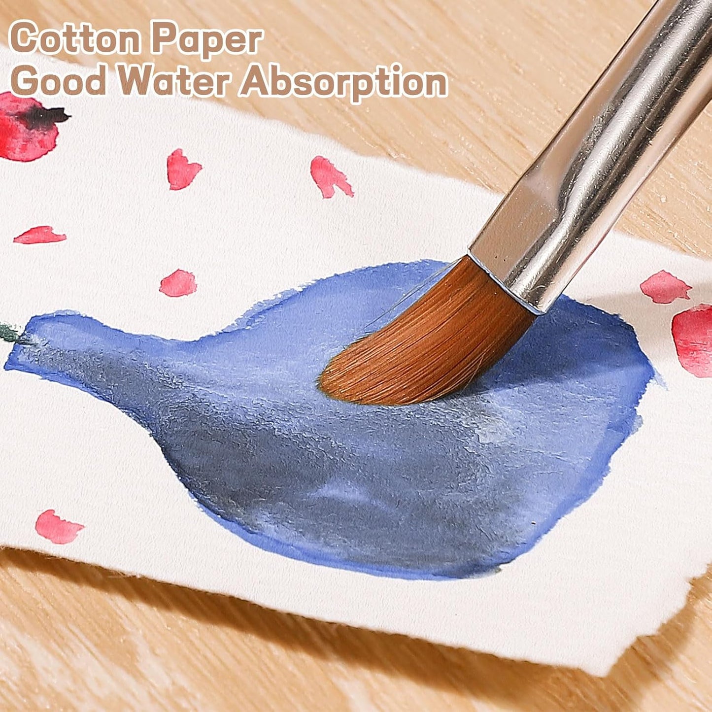 Prudiut 25 Sheets Cotton Watercolor Paper, 300 GSM Deckled Edge, 5 x 7 inch, Rough/Textured, White, for Watercolors, Wedding Invitations, Cards, Crafts