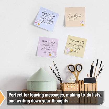 Mr. Pen- Aesthetic Sticky Notes, 3"x3", 8 Pads, 400 Sheets, 4 Designs, Cute Bear Sticky Notes, Self-Stick Note Pads Aesthetic, Perfect for Office, School, Home, Study & Organization