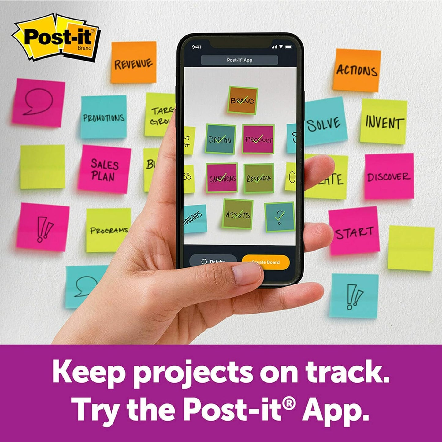 Post-it Super Sticky Big Notes, 11 in. x 11 in., Extra Large Sticky Notes Yellow, 1 Pad, 30 Sheets, Great for Vision Boards, Creative Projects, Study Spaces, Group Brainstorming, and More