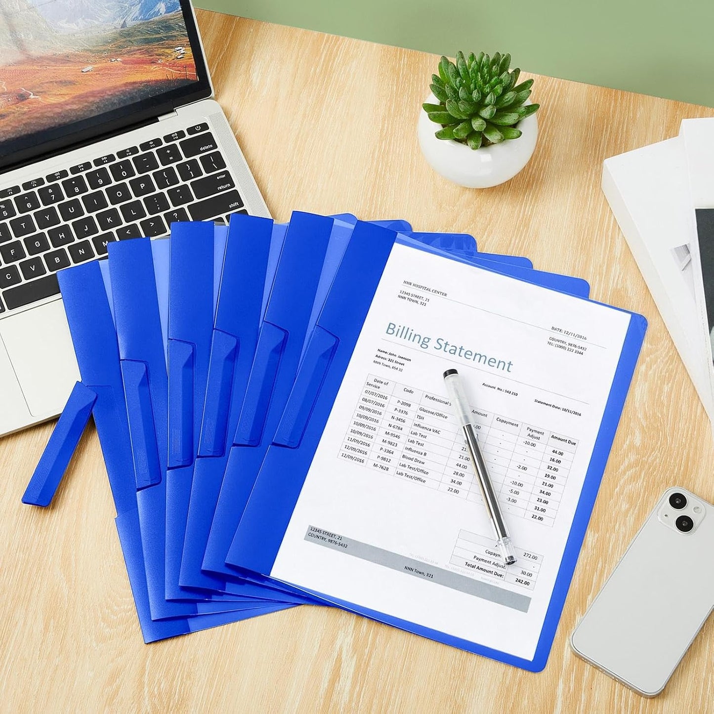 Maitys 25 Pack Durable Clear Report Covers with Rotary Clip 11 x 9 in Letter Size Presentation Folders Transparent Front Cover Portfolio Folder Resume Folder Interview Report Folders (Blue)
