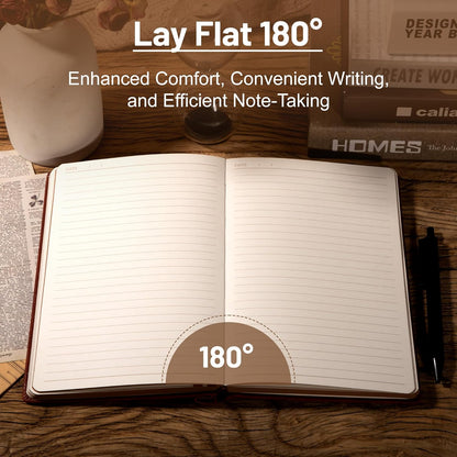 CAGIE Compass Leather Notebook Journal for Men, 100 GSM 288 Pages Lined Journals for Writing, A5 Hardcover Journaling Notebooks Gift Set with Pen for Travel Office Daily Writing