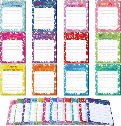 Yinder 24 Pack Inspirational Sticky Notes Motivational Notepads Appreciation Sticky Notes Funny Memo Pads Positive Note Bulk 3 x 4 Gift for Women Nurse Teacher Office Supplies(Black,Inspirational)