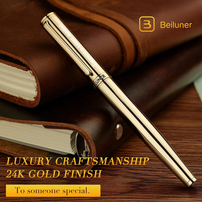 BEILUNER Luxury Rollerball Pen, Stunning Green Lacquer with 24K Gold Trim,Noble and Elegant Designs,Schneider Ink Refill, Best Gift Set for Men & Women, Refillable, Executive Writing, Nice Pens