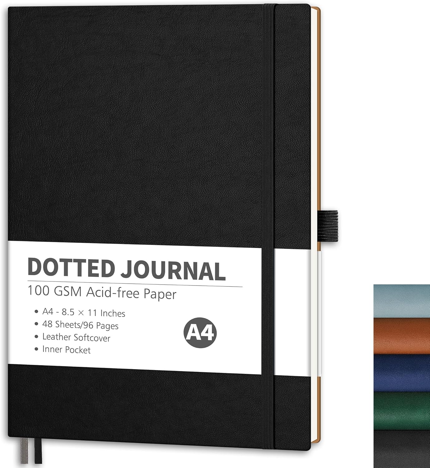 RETTACY Graph Grid Paper Notebook, 96 Pages, A4 Large Size (8.5'' x 11''), 5 Squares per Inch, Leather Softcover, 100 GSM Thick Paper, for School, Students, Math, Engineering (Navy Blue)