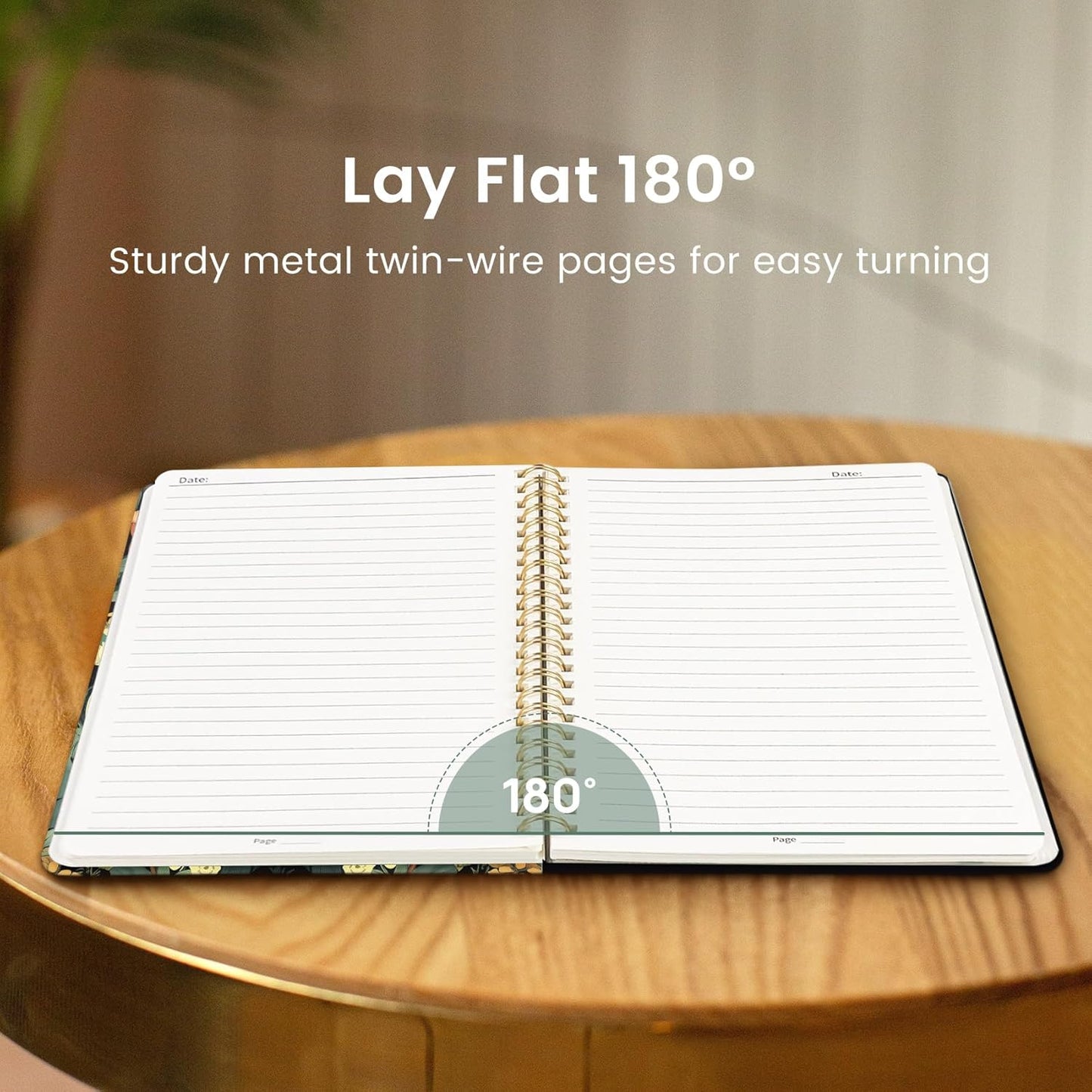 Taja Lined Spiral Journal Notebook for Women, A5 Cute College Ruled Hardcover Notebook for Work & Note Taking, Pretty Journal for Writing, 140 Pages, Flower Garden